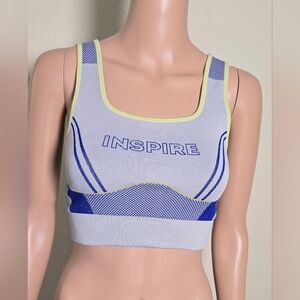 Fabletics Inspire Seamless Panel Gray/Blue Sports Bra Women’s Size: S